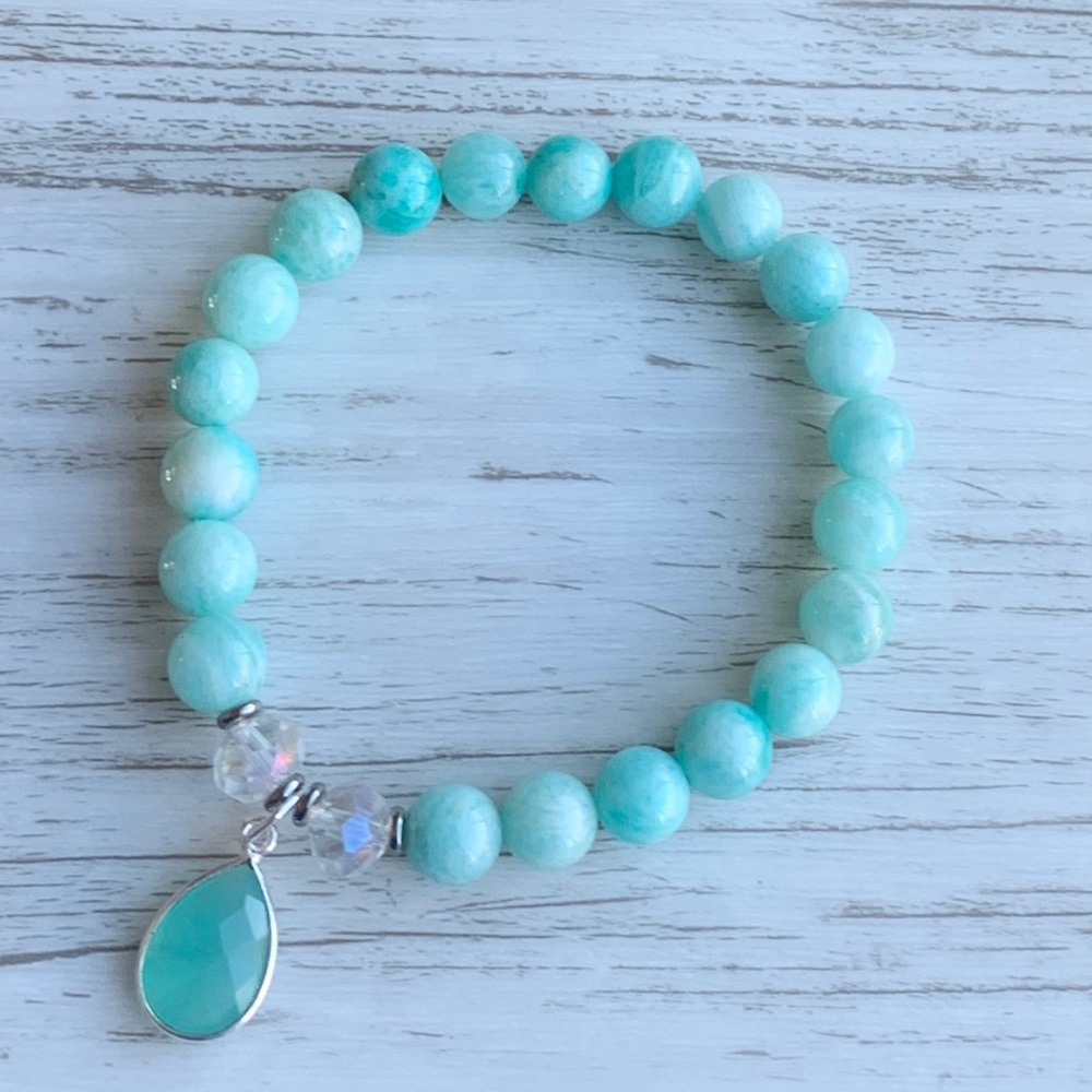 Beaded gemstone charm bracelet